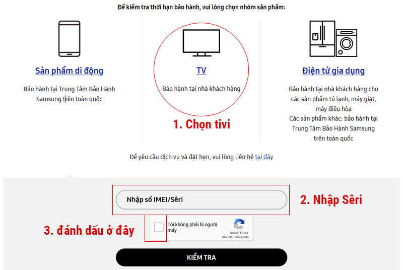 Các bước kiểm tra bảo hành tivi samsung