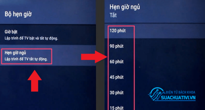 Tắt giờ ngủ trên tivi Sony